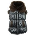 Petpurifiers Brown Ultra Synthetic Fur Collar Metallic Jacket - XS PE117112